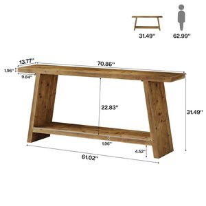 <b>Solid</b> <b>Wood</b> Console Table with Storage Space Elegant Sofa Table and Entrance <b>Desk</b> Decorative Table - Product Image 6