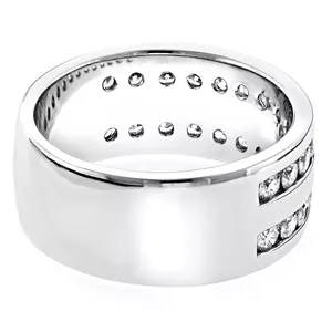 Anillo de Hombre EtherStar con Diamante Cultivado en Laboratorio de 1.0ctw, Oro Sólido, Doble Hilera, Clásico, 10g, Anillo de Boda - Product Image 4