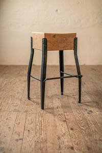 Best Handmade Hand Forged Iron <b>Bar</b> Stool With Natural Solid Wood Block Seat Artistic Metal Frame Kitchen And Counter Cafe - Product Image 4
