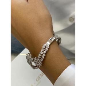 Luxury White <b>Gold</b> Pear Oval Round Cut Lab Grown Diamond Open <b>Bangle</b> Cluster Cuff Bracelet for Women High Fine Jewelry & Gift - Product Image 2
