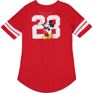 Maillot de baseball rouge tendance à motif de personnage de dessin animé, style streetwear, manches courtes, chemise de sport à boutons intégraux - Product Image 2