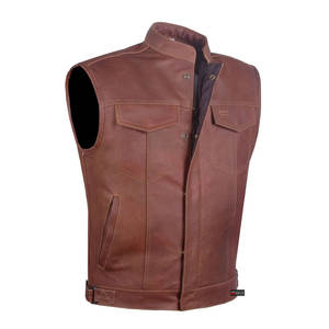 Gilet en cuir de style classique, design personnalisé, gilet en cuir pour usage quotidien, vêtements de moto, gilet en cuir - Product Image 1