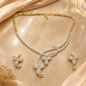 Conjunto de Collar Floral Moderno de Oro 14K con Diamantes CZ para Mujer, Joyería Premium para Bodas, Fabricante B2B - Product Image 1