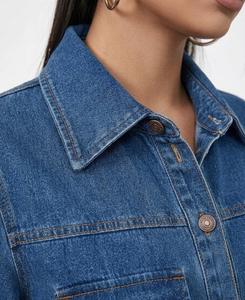 Luxe Enterprises Simple Cute Button Long Sleeve Vintage Midi Denim Dresses with Spandex and Cotton Blend Eco-Friendly - Product Image 5