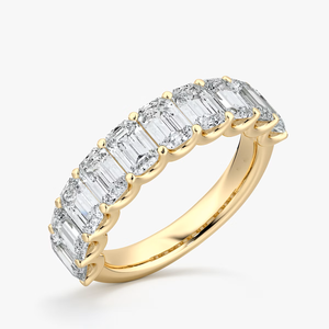 Bague d'éternité classique en or jaune 14 carats plaqué rhodium avec diamant de laboratoire taille émeraude certifié IGI, 2,50 carats total, VVS1, pour mariage - Product Image 2