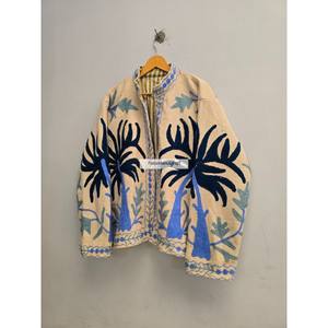 Chaqueta Suzani al por mayor, chaqueta corta con bordado uzbeco, chaqueta con diseño de palmera, chaqueta estilo boho chic con forro de algodón. - Product Image 4