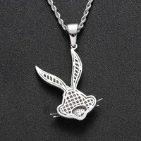 Collier Pendentif Lapin Animal Cartoon Hip Hop Bling Plaqué Or avec Diamants pour Hommes et Femmes Bijoux Corporels