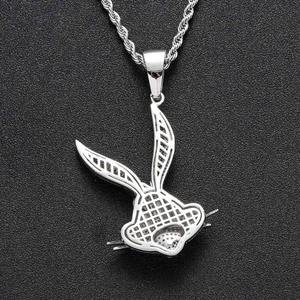 จี้เพชรรูปกระต่ายการ์ตูนฮิปฮอปน่ารัก ชุบทอง สร้อยคอจี้แบบมีประกาย สำหรับผู้ชายและผู้หญิง เครื่องประดับกาย - Product Image 2