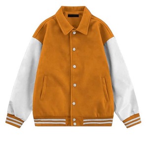 Veste universitaire style collège à col roulé et fermeture boutonnée, manches en laine, style streetwear, réversible, pour homme, 2025 - Product Image 2