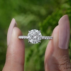 Drop Halo Luxury Engagement <b>Ring</b> with Moissannite in Micro Pave Setting <b>925</b> <b>Silver</b> Women's - Product Image 3