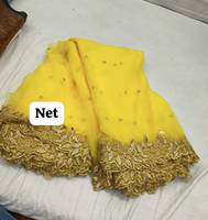 Kain Jaring Dengan Aplikasi Bunga Warna-warni Lebar 58/60 Inci Tipis Ringan Untuk Syal Wanita Selendang Tekstil Rumah