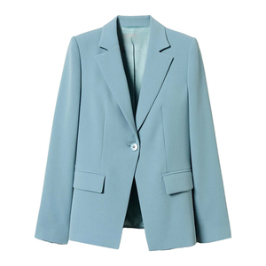 Nouvel arrivage : Ensemble de costume décontracté élégant bleu clair pour femme, style K, idéal pour le bureau et les trajets quotidiens, avec blazer et manteau style sororité - Product Image 1