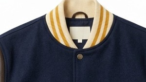 Veste universitaire bleu marine pour homme avec manches en cuir marron, col rabattu, fermeture boutonnée, vêtement d'extérieur décontracté d'automne, coupe classique - Product Image 6
