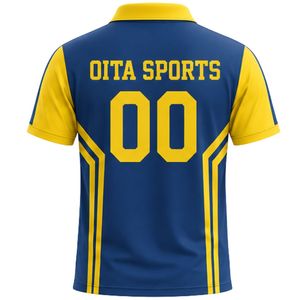 Maillot de cricket bleu et jaune pour homme, manches courtes, uniforme de match, vêtements d'entraînement en plein air, vêtements de cricket - Product Image 2