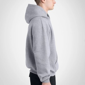 Unisex <b>Grey</b> Cotton 500gsm <b>Fleece</b> Hoodies Oversized Boxy Fit Drop Shoulder Pullover Custom Logo Casual Streetwear Bulk Supply - Product Image 3