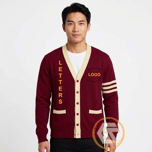 GREEK TREASURES Cardigan personnalisé en acrylique Alpha, col en V, manches longues, boutonné, respirant, séchage rapide, pour hommes, style universitaire - Product Image 3