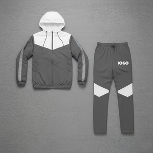 <b>Men</b>’s Panelled Windbreaker Tracksuit Set Black White Y2K Streetwear <b>Jacket</b> and Pants <b>Lightweight</b> Sportswear Outfit - Product Image 2