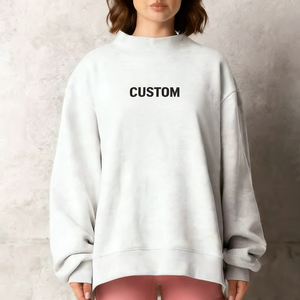 Sudadera Blanca Extra Grande para Mujer con Cuello Alto Simulado, Estampado Gráfico Personalizado, Forro Polar Premium, Manga Larga - Product Image 4