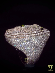 แหวนหน้าเสือดำสุดหรู ประดับเพชรเลี้ยงในห้องปฏิบัติการ ดีไซน์แบบ Iced Out ของสะสมเครื่องประดับแฟชั่นสำหรับเป็นของขวัญ - Product Image 4