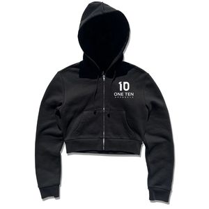 White <b>Cropped</b> <b>Zip</b> <b>Up</b> Drawstring Hoodie for Women Casual Long Sleeve Fleece Hooded Sweatshirt Custom OEM ODM Streetwear Jacket - Product Image 5