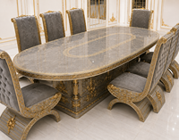 Ensemble de table et chaises de salle à manger de style impérial européen traditionnel, luxe, en teck, pliable, 10 places