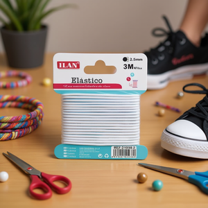 Fascia Elastica ILAN 2.5mm 3m Bianca Per Artigianato e Calzature - Product Image 1