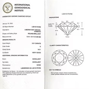 Pierre précieuse de qualité supérieure, 3,01 carats, G VS1, taille brillant excellente, cultivée en laboratoire, certifiée IGI, pour la fabrication de bijoux, D'VINS JEWELS, vente en gros - Product Image 4