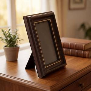 Classic Dark Wood Photo <b>Frame</b> Gold Trim Vintage Desktop Picture <b>Frame</b> Tabletop Display Home Office Decor - Product Image 4