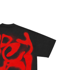 Oversized <b>Black</b> <b>Men's</b> T-<b>Shirt</b> With <b>Red</b> Graffiti Print Back Design Streetwear Style Short Sleeve O-Neck Jersey Fit - Product Image 2