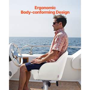 Siège de bateau ergonomique en cuir PVC blanc, dossier bas, coussin en éponge épaissi, design imperméable pour bateaux de pêche, yachts, navires - Product Image 3