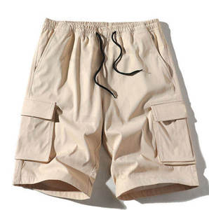 Men's Classic Cotton Spandex <b>Cargo</b> Stretch Shorts with Solid Pattern Casual Wholesale Drawstring Pants - Product Image 1