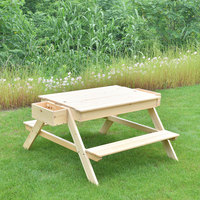 Table de pique-nique multifonctionnelle en bois pour enfants avec bancs et tiroir de rangement, ensemble de jeu d'extérieur pour activités dans la cour