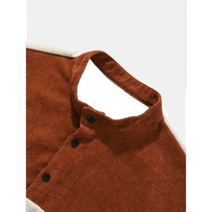 T-shirt décontracté vintage tricoté de haute qualité pour homme, grande taille, nouveau design OEM, manches courtes, col montant, couleur unie, respirant - Product Image 5