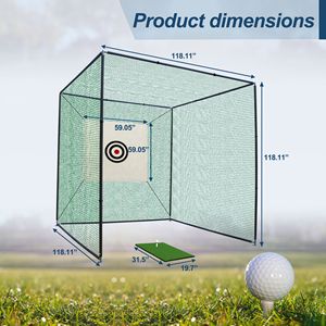 Red de Práctica de Golf de 10x10x10 Pies con Marco Metálico, Kit de Práctica para Interiores y Exteriores, Ayudas para el Entrenamiento - Product Image 2