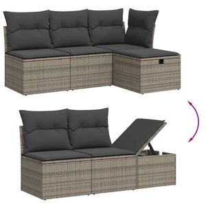 Ensemble de canapé de jardin en rotin PE gris foncé 6 pièces, meubles d'extérieur élégants et confortables - Product Image 3