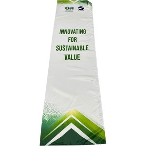 Bandera de Pluma OJI con Asta de Aluminio, Impresión Digital en Poliéster, Duradera, para Exteriores, Ferias Comerciales, Diseño Azul y Blanco - Product Image 2