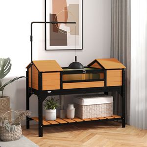 Terrario Doppio Principale Giallo per Tartarughe con Coperchio Apribile, Portalampada Regolabile, Ripiano Portaoggetti - Forniture per Rettili e Anfibi - Product Image 1