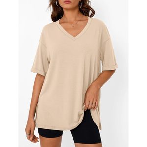 T-shirt OEM Femme Col V Coupe Slim Manches Courtes Logo Personnalisé Anti-boulochage Teint Uni Coton Respirant 2026 Pakistan - Product Image 4