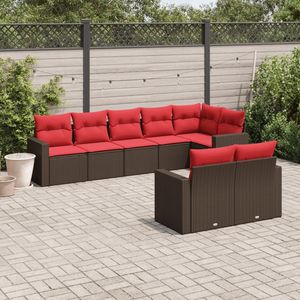 Ensemble de canapés de patio en polyrotin marron 8 pièces avec coussins, meubles d'extérieur élégants - Product Image 1