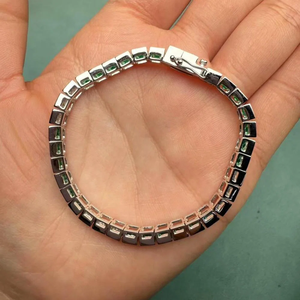 Pulsera de Plata de Ley para Mujer con Diamantes Cultivados en Laboratorio con Corte Princesa, Certificados por IGI, Lujo para Uso Diario - Product Image 5