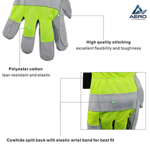 Guantes de Trabajo de Cuero Reforzados de Alta Visibilidad con Puño Reforzado, Ideales para Construcción y Logística, Precio al por Mayor, Nueva Llegada - Product Image 4