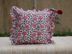 Ruffle <b>Throw</b> <b>Pillow</b> Covers Block Print Farmhouse Floral Hidden Zipper Boho <b>Pillow</b> Case or Cute Outdoor <b>Pillow</b> Case - Product Image 2