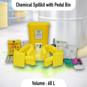 SABER Chemical Spill Response Kit 60L With Absorbent Pads Gloves Respirator For Hazardous Waste Cleanup - Product Image 3