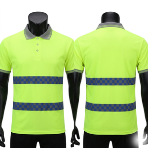 Camiseta Polo de Trabajo Premium de Poliéster de 180 GSM con Diseño de Ojo de Pájaro, Panel a Cuadros Amarillo Neón, Logotipo Personalizado por Sublimación - Product Image 1