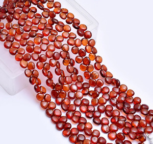 Perles lisses en grenat Hessonite AAA de 7-8 mm en forme de cœur, pierres semi-précieuses naturelles en grenat Hessonite, perles en vrac pour bijoux - Product Image 3