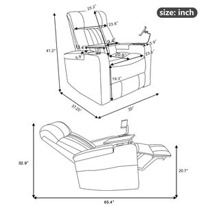 Poltrona Reclinabile Premium Marrone con Braccioli Portaoggetti, Portabicchieri, Tavolino Girevole e Supporto per Cellulare (Vecchio SKU SG000710AAD) - Product Image 3