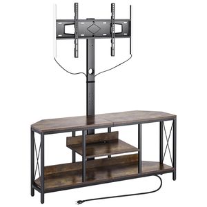 Mobile TV da 45 pollici con supporto per TV fino a 75 pollici, centro intrattenimento con luce LED, presa di corrente e altezza regolabile - Product Image 1