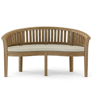 Banco Curvo de Madera de Teca de Lujo, Sofá Moderno de 3 Plazas para Exteriores - Product Image 1