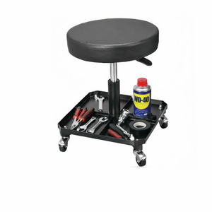 Siège d'atelier roulant réglable avec plateau à outils, siège de mécanicien pivotant à levage hydraulique avec roues GAPGAR030 - Product Image 1