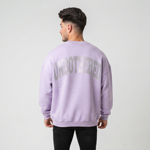 Men Oversize Hoodies Casual Baggy Rhinestone Crew Neck Fleece Sweat Shirt <b>Long</b> Sleeve Drop Shoulder Polyester <b>Sweatshirt</b> Men's - Product Image 2